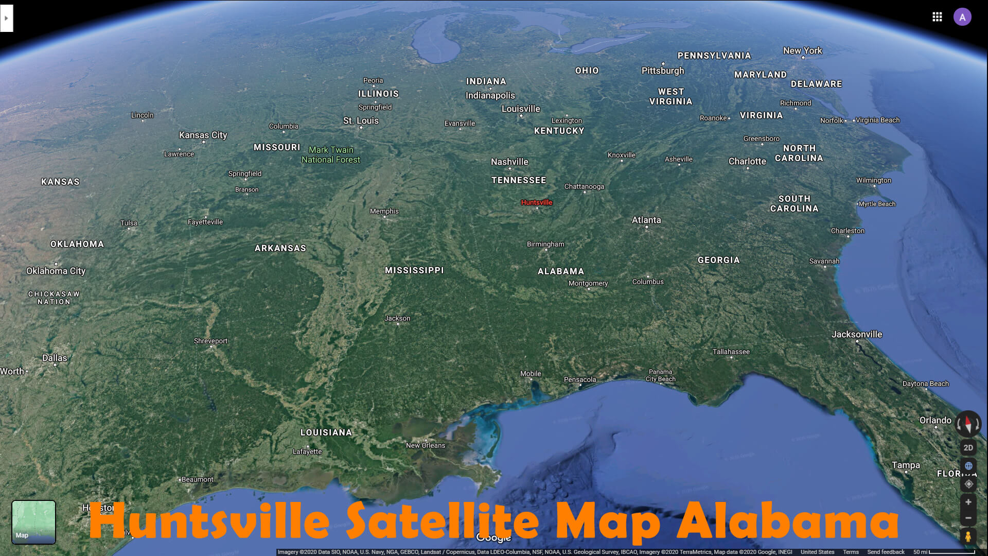 Huntsville Satellite Map Alabama